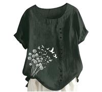 Damen Leinenblend Shirt Mit Rundhalsausschnitt Relaxed Fit Top Aus Atmungsaktivem Material Bequeme Und Weiche Tunika-Bluse Für Den Täglichen Gebrauch Leinenbluse Damen Casual