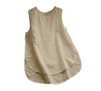 Damen Leinenbluse Sommer Tank Top Leicht Luftig Ärmelloses T Shirt V Ausschnitt Baumwolle Leinen Tunika Top Oberteile Lässige Lockere Einfarbiges Bluse Tanktop Träger-Tops für Frauen