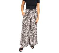 Damen Leo Musselin Hose - locker & lässig, One Size, Animal Print - Dani (Weiß)