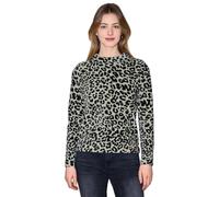 Langarmshirt STREET ONE STUDIO, Damen, Gr. 38, schwarz, Web, 75% Baumwolle, 20% Polyester, 5% Elasthan, normal normal, hoch geschlossener Ausschnitt, abgesteppt, Shirts Langarmshirt, im Leo Design (12