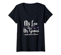 Damen Leo Wife Gemini Husband T-Shirt mit V-Ausschnitt