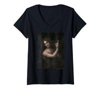 Damen Leonardo da Vinci Saint John The Baptist T-Shirt mit V-Ausschnitt
