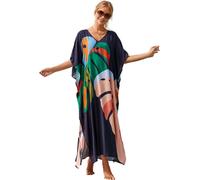 Damen Leopard Tiger Streifen Print Kaftan Rayon Übergröße Lange Kaftan Cover Up, A14, XX-Large