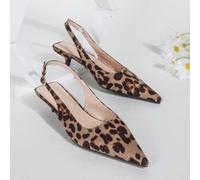 Damen Leoparden-Muster High Heels, Sommer Spitze Pumps mit niedrigen Absätzen oder Stilettos, stilvolle und einzigartige Mules, elegant, Kitten Heels,