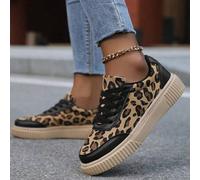 Damen Leoparden Muster Lässig Slip-On Sneaker, modische leichte Sportschuhe, empfohlen eine Nummer größer für breite Füße zu bestellen