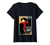 Damen Les Ambassadeurs: Artistide Bruant von Toulouse Lautrec T-Shirt mit V-Ausschnitt