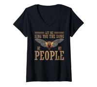 Damen Let Me Sing You The Song of My People T-Shirt mit V-Ausschnitt