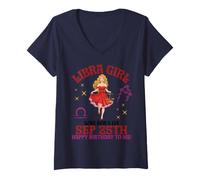 Damen Libra Girl wurde am 25. September geboren. Herzlichen Glückwunsch an Mich T-Shirt mit V-Ausschnitt