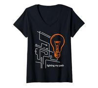 Damen Lighting My Path Glühbirne Schaltungsdesign T-Shirt mit V-Ausschnitt