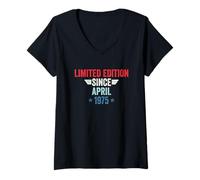 Damen Limited Edition Since April 1975 T-Shirt mit V-Ausschnitt