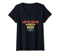 Damen Limited Edition Since March 1975 T-Shirt mit V-Ausschnitt