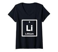 Damen Lithium - Li - Periodensystem der Elemente - Wissenschaftsgeschenke T-Shirt mit V-Ausschnitt