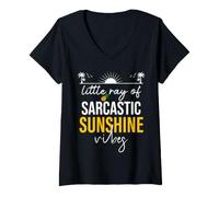 Damen Little Ray of Sarcastic Sunshine Hello Summer Vibes Beach T-Shirt mit V-Ausschnitt