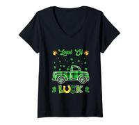 Damen Loads of Luck Buffalo Karomuster Shamrock St. Patrick's Day T-Shirt mit V-Ausschnitt