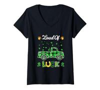 Damen Loads of Luck Buffalo Karomuster Shamrock St. Patrick's Day T-Shirt mit V-Ausschnitt