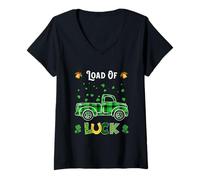 Damen Loads of Luck Buffalo Karomuster Shamrock St. Patrick's Day T-Shirt mit V-Ausschnitt