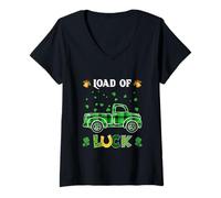 Damen Loads of Luck Buffalo Karomuster Shamrock St. Patrick's Day T-Shirt mit V-Ausschnitt