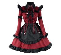 Damen Lolita Dress Kawaii Maid Rock Lolita Kleid DienstGirl Rock Cute Maid Dress Halloween Fasching Karneval Maid Party Lolita Clothes Teenager Girl Karneval