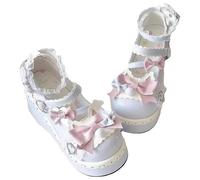 Damen Lolita Mary Jane Schuhe Gothic Plateauabsatz runde Zehenpartie