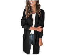 Damen Longblazer Elegant - Blazer Damen Lange Ärmel - Leicht Sweatblazer Sportlich Sweat Long Für Sommerblazer Elegant Leichter Lang Übergangsjacke Modern Anzug Jacke Sommer Tailliert Jersey Tweed