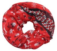 Damen Loopschal Schlauchschal mit Sternchen Sterne Muster Stars Metallic-Silber-Aufdruck glänzend Schal Rundschal Leicht Weich Soft Sommer Star (Weihnachten - Rot 1#)