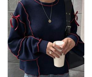 Damen Loose Fit Crew Neck Farbblock Wellensaum & Ärmel Schleife Dekor Lässig Sweatshirt