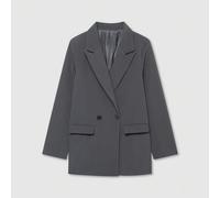Damen Loose Fit Doppelreihiger Kragen Lässig Blazer Jacke im Old Money Stil, einfarbig langärmlig, minimalistisch & modisch, geeignet für Frühling/Her