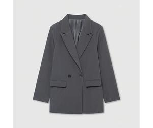 Damen Loose Fit Doppelreihiger Kragen Lässig Blazer Jacke im Old Money Stil, einfarbig langärmlig, minimalistisch & modisch, geeignet für Frühling/Her