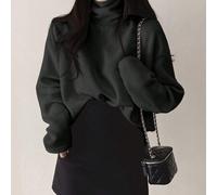 Damen Loose Fit Rollkragen Flauschiges einfarbiges Langarm Lässig T-Shirt, Herbstmode für Frauen