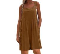 Damen Loose Jumpsuit Baggy Oversize Latzhose,Hosenanzug kurz Eng Kurz Baggy Freizeithose Sommerhose mit Gürtel Strampler Locker Baggy Strampler Baggy Loose Rückenfreie Shorts