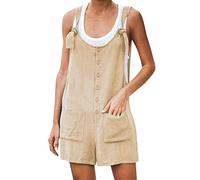 Damen Loose Jumpsuit Baggy Oversize Latzhose,Overall kurz Elegant Arbeitslatzhose Einteiler Einteiler Elegant Strampler Playsuit Strampler Unifarben Bodysuit Regualr Ärmellose Hosenanzug Loc