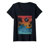Damen Los Angeles California Dreaming T-Shirt CA Long Beach Surf T-Shirt mit V-Ausschnitt
