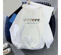 Damen Lose Gedruckt Kapuzenpullover Verdickt Casual Pullover Top Herz Muster Streetwear für Herbst Winter Daily Wear Größe S-2XL(XXL Weiß)