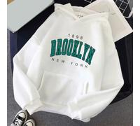 Damen Lose Kapuzenpullover Casual Gedruckt Pullover mit Kordelzug für Herbst Winter Streetwear Daily Wear Größe M-3XL(3XL Weiß)