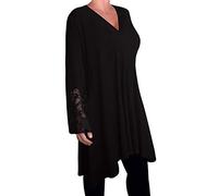 Damen Lose Langes Kleid Tunika Spitze Oberteile Shirt Damen Übergröße