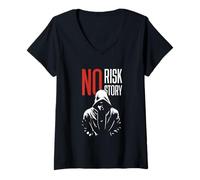 Damen Lost Place No Risk No Story Shirt Exploration Abandoned Orte T-Shirt mit V-Ausschnitt