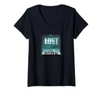 Damen Lost Stormy Sky and Ocean Cast Outlines Poster TV Show T-Shirt mit V-Ausschnitt