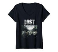 Damen Lost Vintage Distressed Season 2 Cast Photo TV Show T-Shirt mit V-Ausschnitt