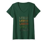 Damen Love Heart Lewis T-Shirt im Grunge/Vintage-Stil, Schwarz, Lewis T-Shirt mit V-Ausschnitt, Waldgrün, L