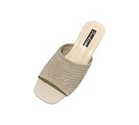 Damen Low Heel Sandalen Sale Frauen Fly Woven Sandaletten Chunky Heel Sandale Mode Aushöhlen Pantoletten Sandalette mit Absatz Sommer Bequem Elegant Sandals Atmungsaktiv Outdoor Wandersandalen