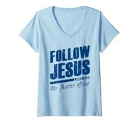 Damen Luke 9:23 Follow Jesus No Matter What - Christian Gospel T-Shirt mit V-Ausschnitt