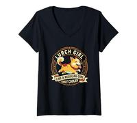 Damen Lurch Girl, Like A Regular Girl Only Cooler - Lurcher Dog T-Shirt mit V-Ausschnitt