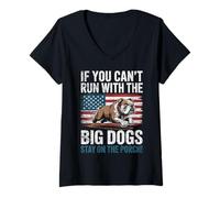 Damen Lustig, wenn Sie Nicht mit dem großen Hund Laufen können, bleiben Sie auf der Veranda T-Shirt mit V-Ausschnitt
