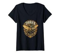 Damen Lustige Biene Mit Trachtenhut Imker Honig Bienenzüchter T-Shirt mit V-Ausschnitt