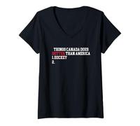 Damen Lustige Dinge, die Kanada Besser Macht als American Hockey T-Shirt mit V-Ausschnitt