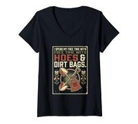 Damen Lustige Gartenhacken, Schmutzbeutel, Wortspiel, Hof, Arbeitsliebhaber, sarkastisch T-Shirt mit V-Ausschnitt