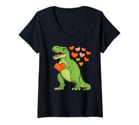 Damen Lustige Tyrannosaurus Rex Dinosaurier Liebhaber Herzen T-Shirt mit V-Ausschnitt