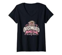 Damen Lustige überreizte Mütter Club von Jungen Mädchen Geburtstagsgeschenke T-Shirt mit V-Ausschnitt