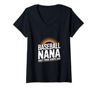 Damen Lustiger Baseball Nana Spruch Proud Loud Graphic T-Shirt mit V-Ausschnitt