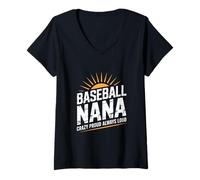 Damen Lustiger Baseball Nana Spruch Proud Loud Graphic T-Shirt mit V-Ausschnitt